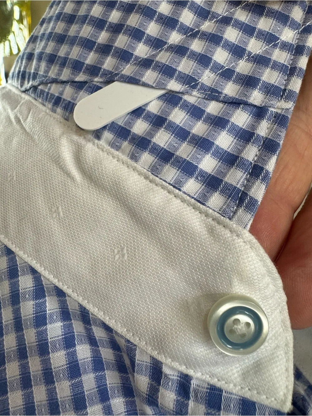 TailorByrd Collection Non-Iron Trim Fit Blue White Check Cotton Dress Shirt 16.5